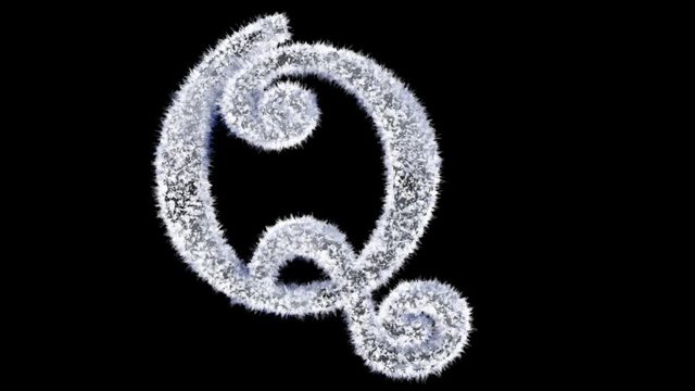 3d animated Christmas ice frost typeface with alpha channel the character  Q