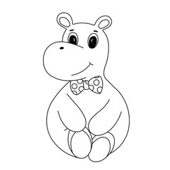 Coloring Pages. Coloring Book for kids. Colouring pictures with cute hippopotamus. Vector animals illustration. Adorable hippo character.