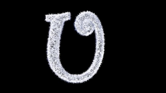 3d animated Christmas ice frost typeface with alpha channel the character  U