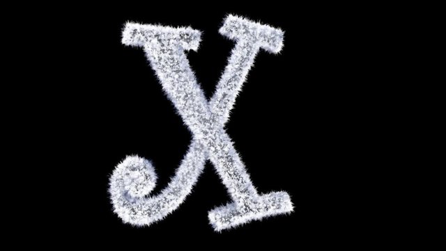 3d animated Christmas ice frost typeface with alpha channel the character  X