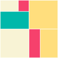 Photo collage pattern. White frames, colored pattern