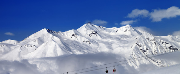 Ski resort at nice sun day