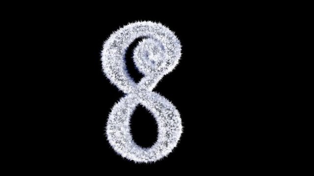 3d animated Christmas ice frost typeface with alpha channel the character  8