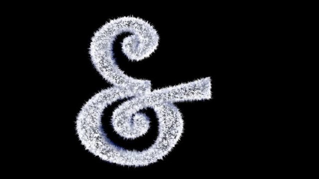 3d animated Christmas ice frost typeface with alpha channel the character  amper sand
