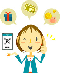 キャッシュレス決済　すっきり女子