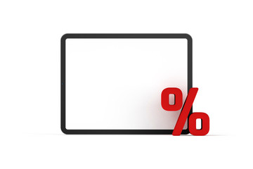 Sale concept - digital tablet and percentage symbol
