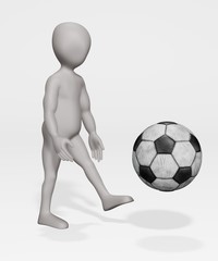 3D Render of Cartoon Character with Football