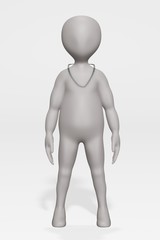 3D Render of Cartoon Character with Necklace