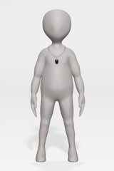 3D Render of Cartoon Character with Necklace