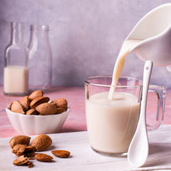 lively still life with almond milk
