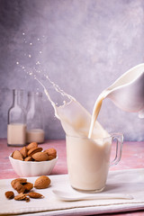 lively still life with almond milk