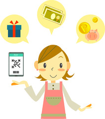 キャッシュレス決済　お母さん