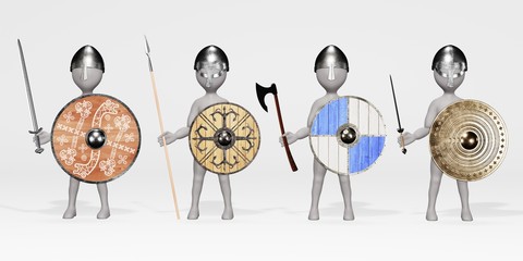 3D Render of Cartoon Character as Viking Warriors
