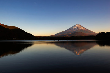 Fuji Mountain Reflection at Sunset, Lake Shoji, Japan
