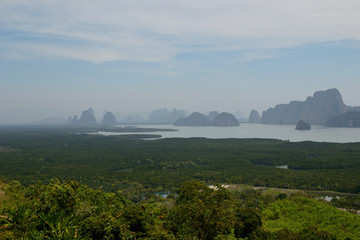 amazing sea and south east asian rocks panoramic view