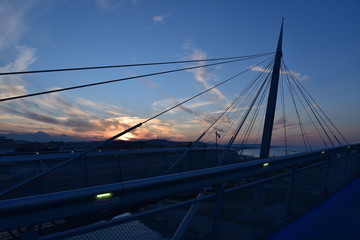 Fototapeta na wymiar Pescara, Ponte del Mare Bridge at Sunset in Abruzzo, Italy