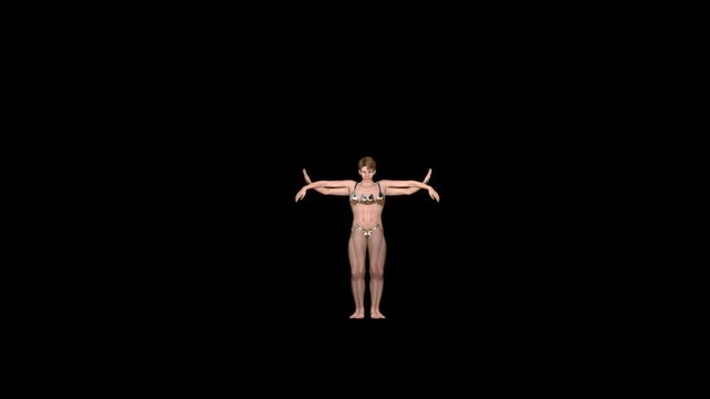 Beautiful woman belly dancing, hypnotical mirror moves, Alpha Channel