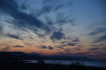 Fototapeta premium Beautiful Sunset in Pescara city at Spring, Abruzzo, Italy