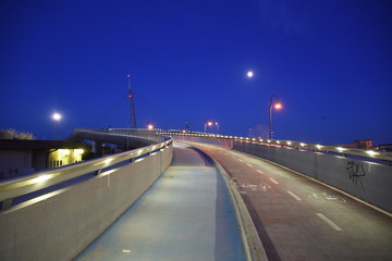 Beautiful View from Ponte del Mare in Pescara by Night in Abruzzo, Italy