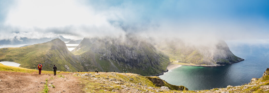Lofoten, Trail to Ryten from the Kvalvika Beach, Norway
