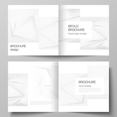 Fototapeta premium Vector layout of two covers templates for square design bifold brochure, flyer, cover design, book design, brochure cover. Halftone effect decoration with dots. Dotted pop art pattern decoration.