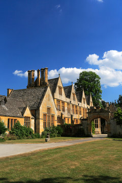 Summer view of Stanway House and gardens, Stanway village, Gloucestershire, Cotswolds, England