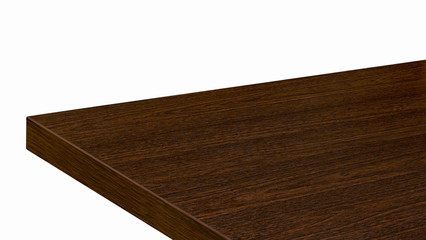  Perspective view of wood or wooden table top corner on checkered background including clipping...
