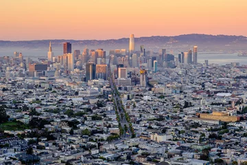 Foto op Canvas Skyline of San Francscio View from Twin Peaks at sunset © Mirco