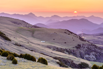 Sunrise at the Montserrat Shelter, in the Cavallera Mountains (Catalonia, Spain)