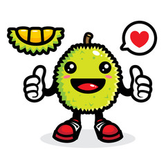 happy durian fruit mascot vector design