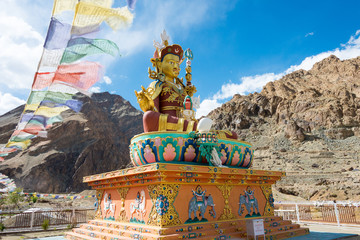 Ladakh, India - Jun 28 2019 - Buddha Statue Skurbuchan village at in Skurbuchan, Ladakh, Jammu and Kashmir, India.