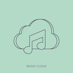 Music note cloud sound silhouette icon.