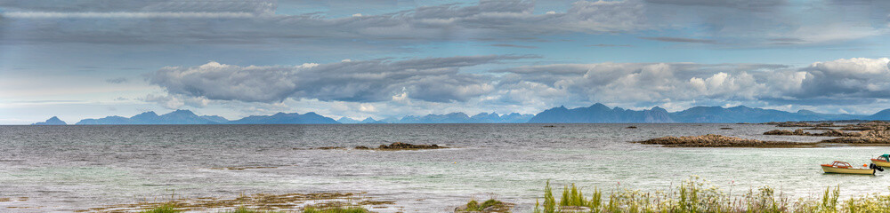  fjord coast landscape, near Gimsoy, Lofoten, Norway