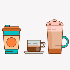Coffee cup set - Take away coffee, espresso, frappe