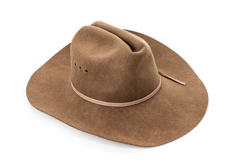 cowboy hat closeup isolated on a white background
