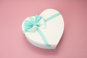 heart gift box on pink background