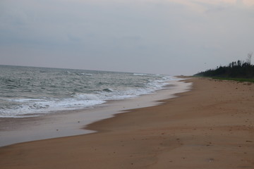 Beautiful nature sea summer background.Sand beach and wave of the sea.