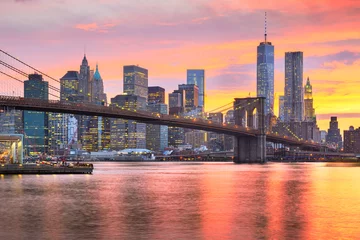 Foto auf Acrylglas Manhattan Skyline von Lower Manhattan und Brooklyn Bridge