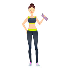Fitness girl with the bottle of water