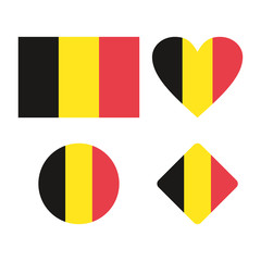 Fototapeta premium Set of badges with flag of Belgium vector illustration. Belgian flag in different shapes.