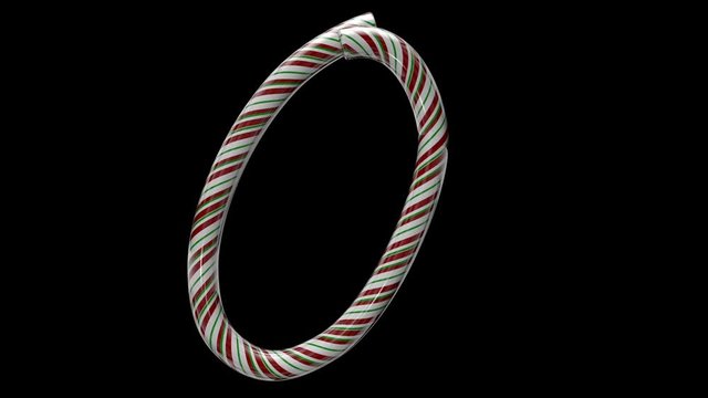 Animated Christmas candy cane typeface  with separate alpha channel the character  0