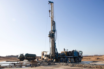 Drilling rig. Drilling deep wells. Coring. Industry. Mineral exploration.