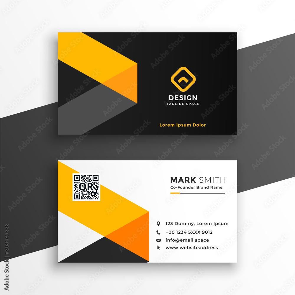 Wall mural professiona yellow business card modern template design