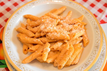 Italian Pasta, Penne in the Plate
