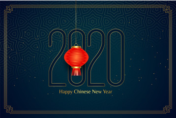 2020 happy chninese new year blue background design