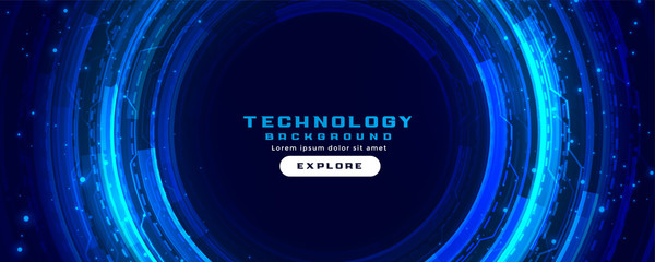 futuristic digital technology concept background in blue colors