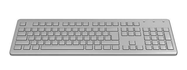 Steel keyboard mockup. Isolated on white. 3d illustration