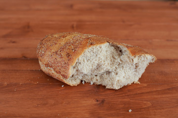 rustic bread on a wooden table	