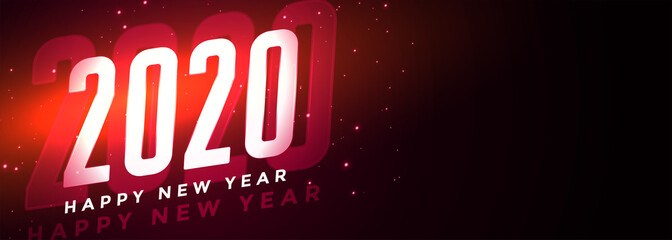 happy new year 2020 glowing banner design