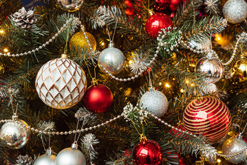 Christmas tree with red and golden balls